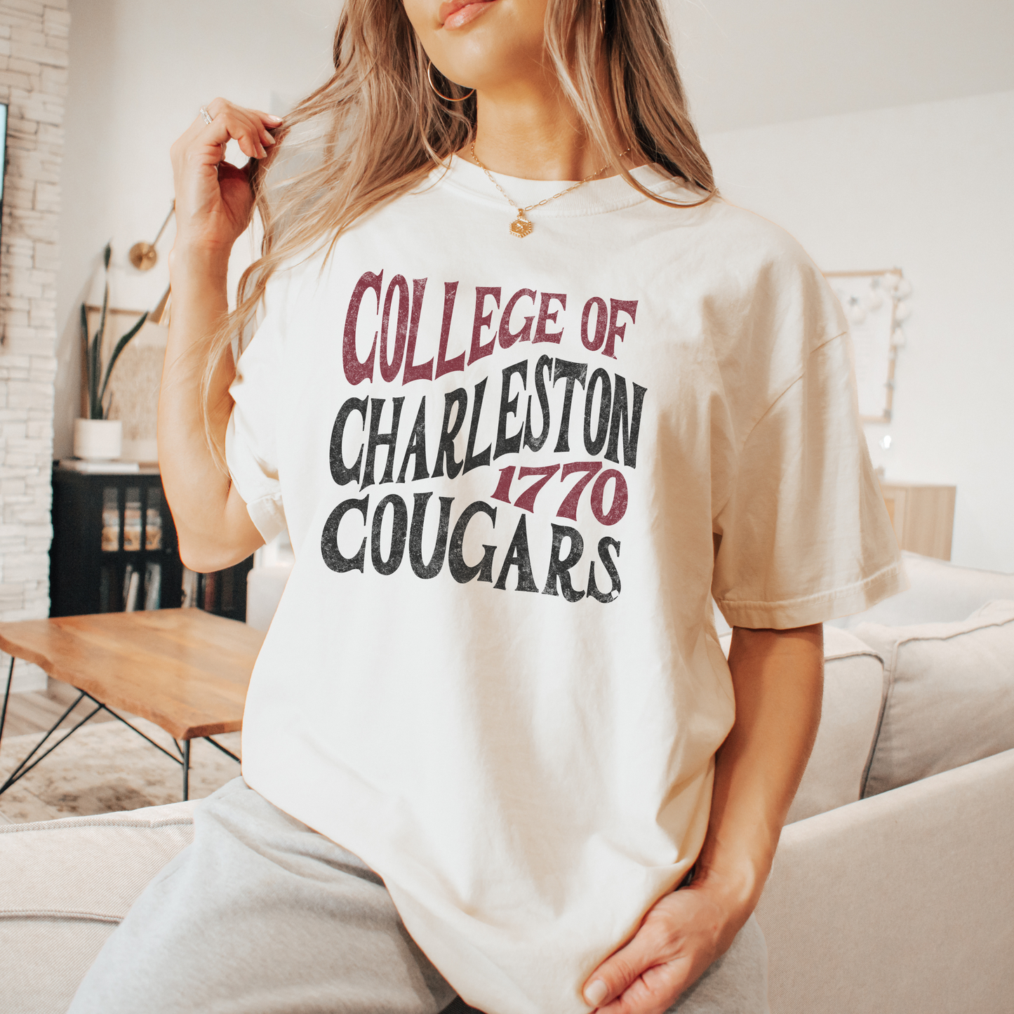 College of Charleston "Traditions" Tee | Charleston Cougars Unisex Garment-Dyed T-shirt | C of C Game Day Tailgate Shirt