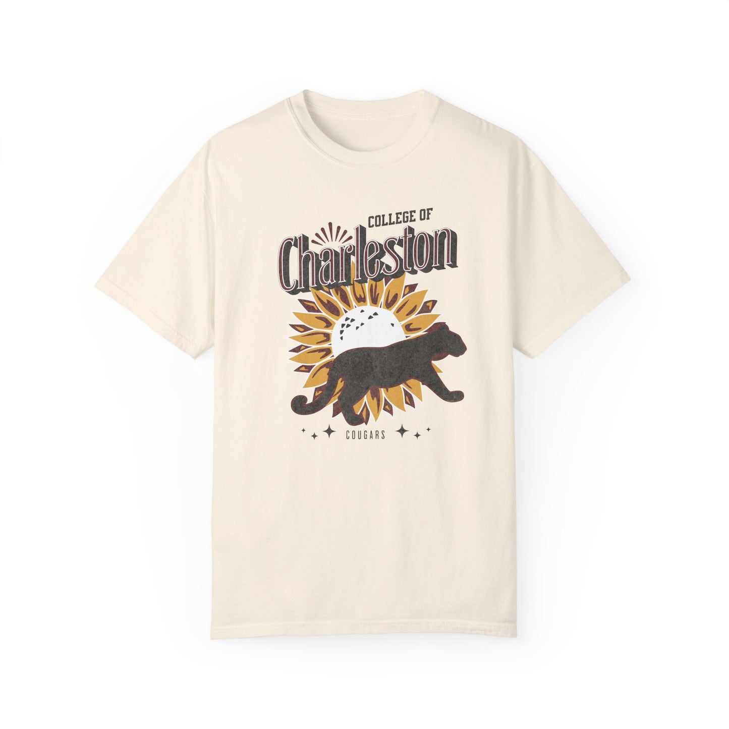 College of Charleston "Ray of Sunflowers" Tee | C of C Garment-Dyed T-shirt | The Perfect Gift for your favorite Cougar