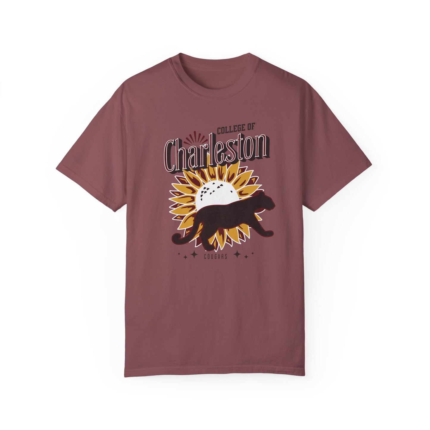 College of Charleston "Ray of Sunflowers" Tee | C of C Garment-Dyed T-shirt | The Perfect Gift for your favorite Cougar