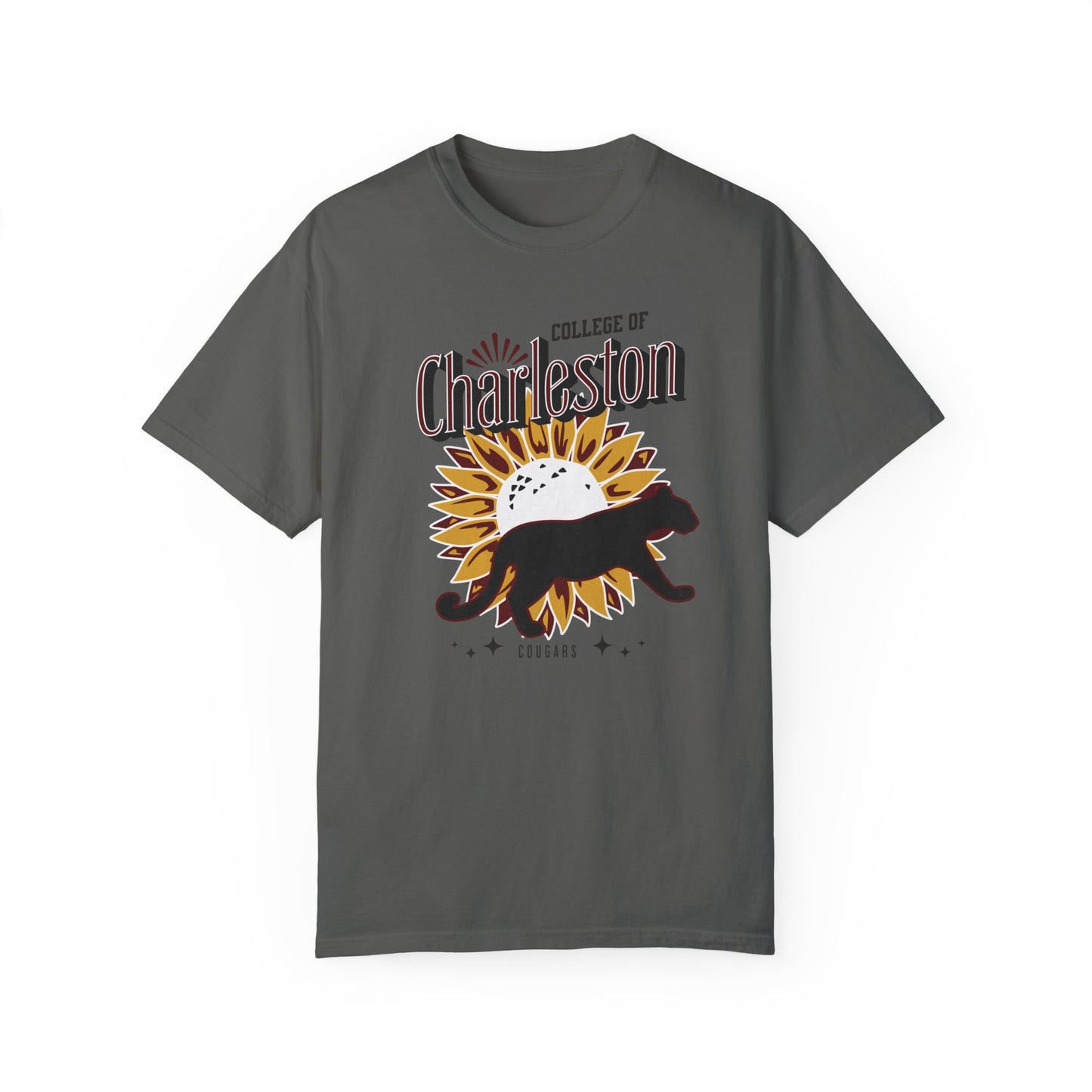 College of Charleston "Ray of Sunflowers" Tee | C of C Garment-Dyed T-shirt | The Perfect Gift for your favorite Cougar