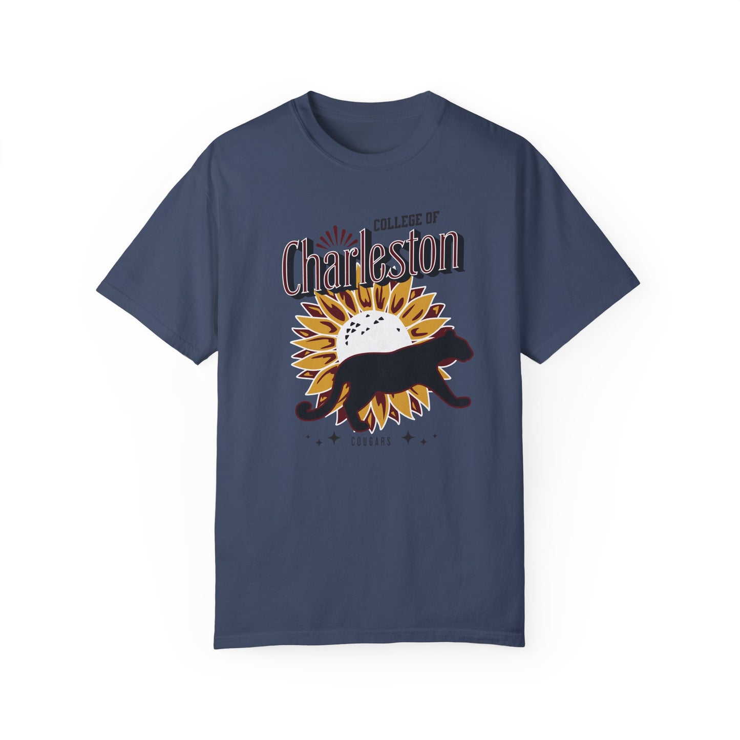 College of Charleston "Ray of Sunflowers" Tee | C of C Garment-Dyed T-shirt | The Perfect Gift for your favorite Cougar