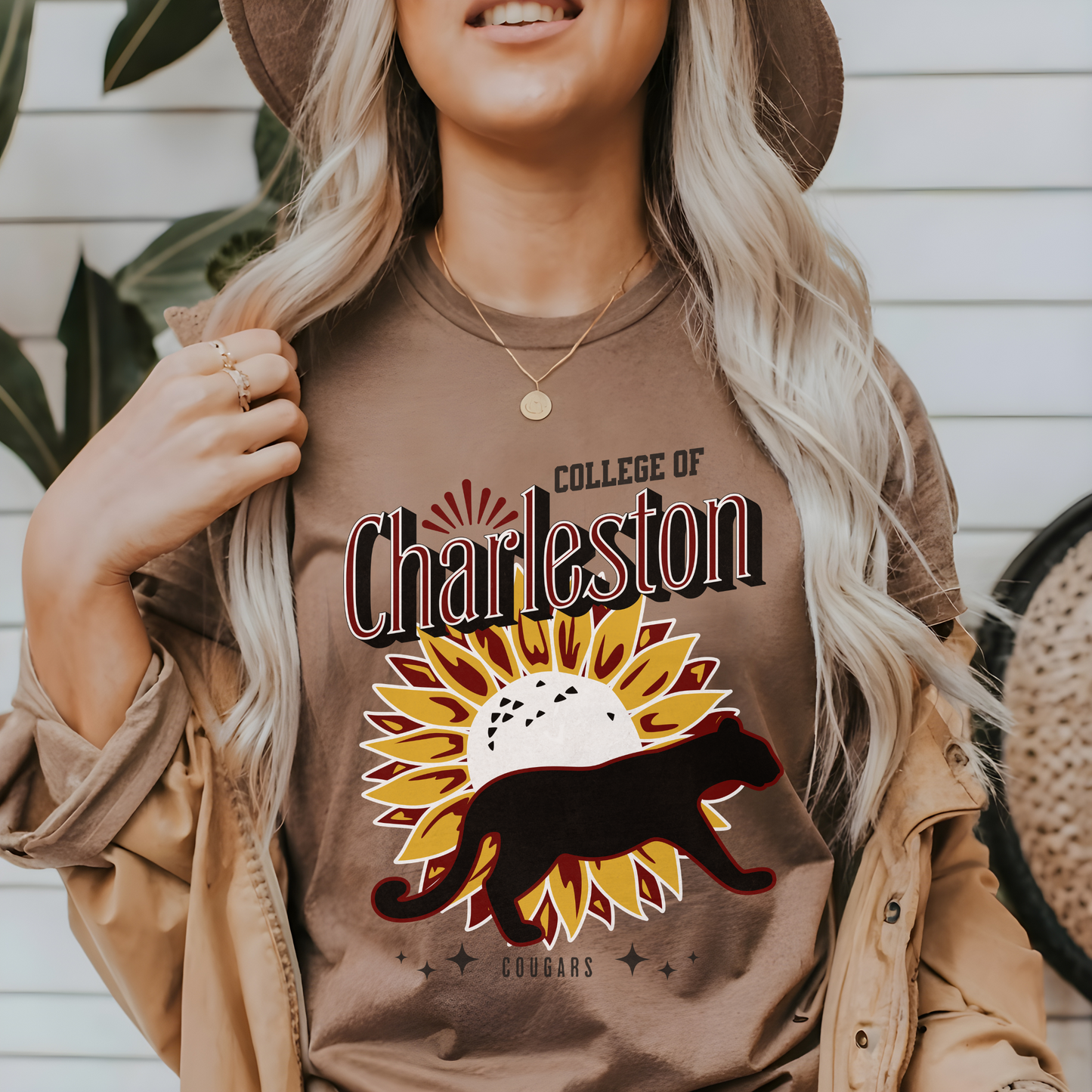 College of Charleston "Ray of Sunflowers" Tee | C of C Garment-Dyed T-shirt | The Perfect Gift for your favorite Cougar