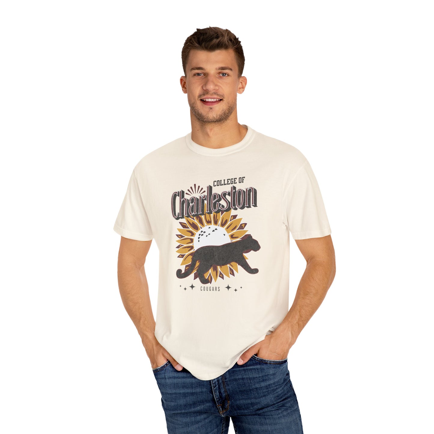 College of Charleston "Ray of Sunflowers" Tee | C of C Garment-Dyed T-shirt | The Perfect Gift for your favorite Cougar